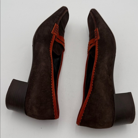 Vintage Gunlia Gabrielli bown orange women 40 Loafers moccasin shoes sude Y2K r - Picture 6 of 11